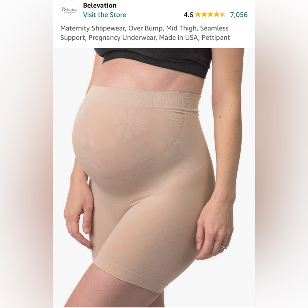 Belevation Womens Maternity Shapewear Mid-Thigh Pettipant Small Nude